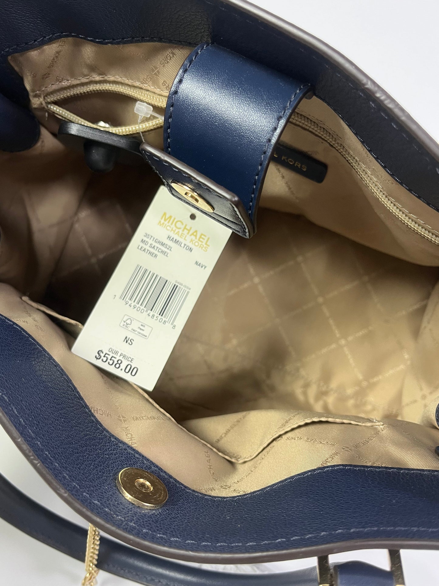 Handbag Designer By Michael Kors In Navy, Size:Medium