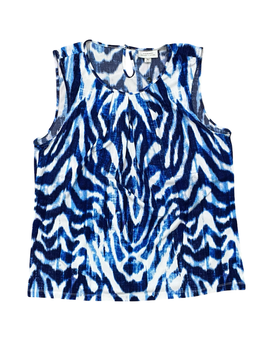 Top Sleeveless By Tahari In Blue & White, Size:Xl