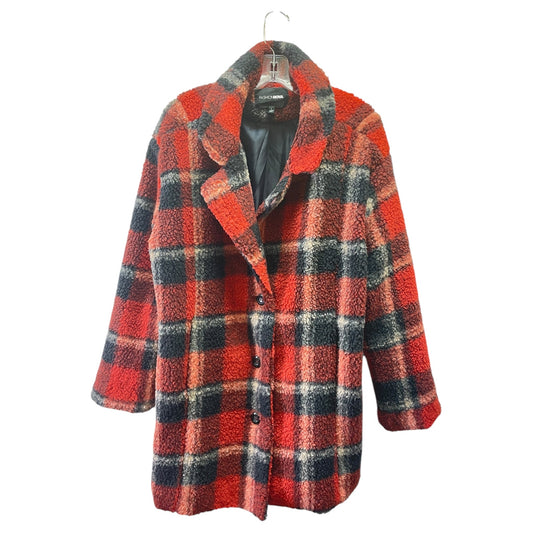 Jacket Faux Fur & Sherpa By Fashion Nova In Blue & Red, Size:L