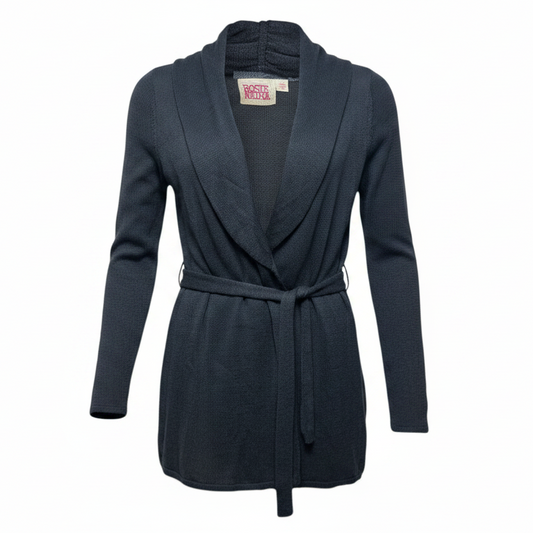 Linen Blend Sweater Cardigan By Rosie Neira In Blue, Size: L