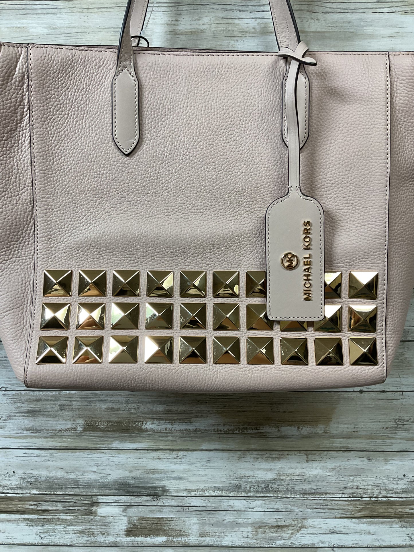 Tote Designer By Michael Kors In Gold & Pink, Size:Large