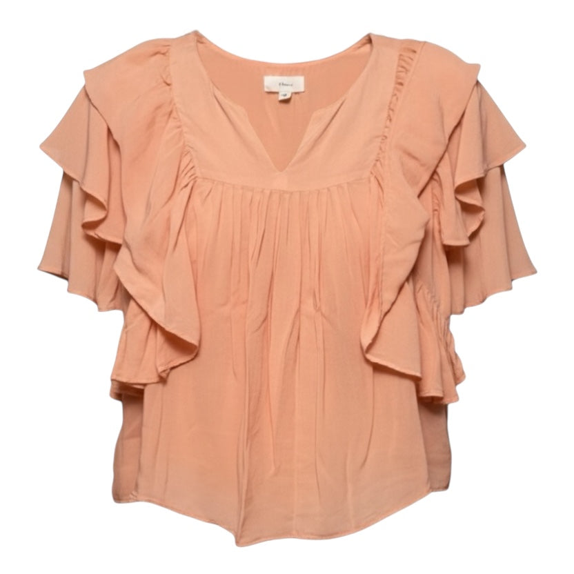 Layered Flutter Sleeve Top By A Loves A In Peach, Size: Xs