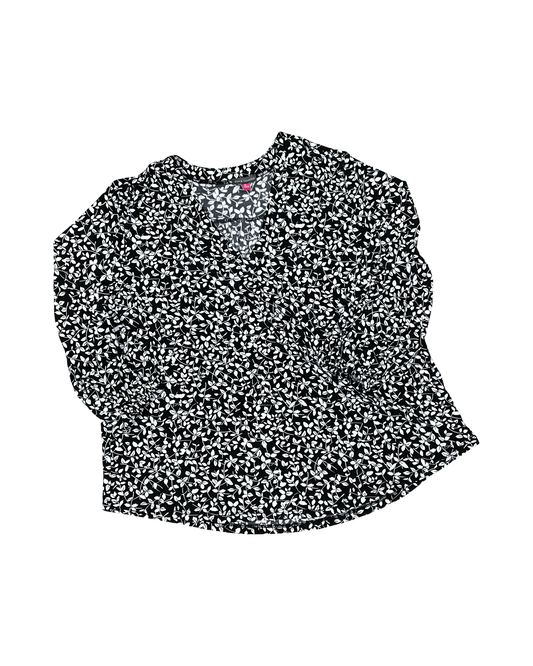 Top 3/4 Sleeve By Vince Camuto In Black & White, Size:Xl