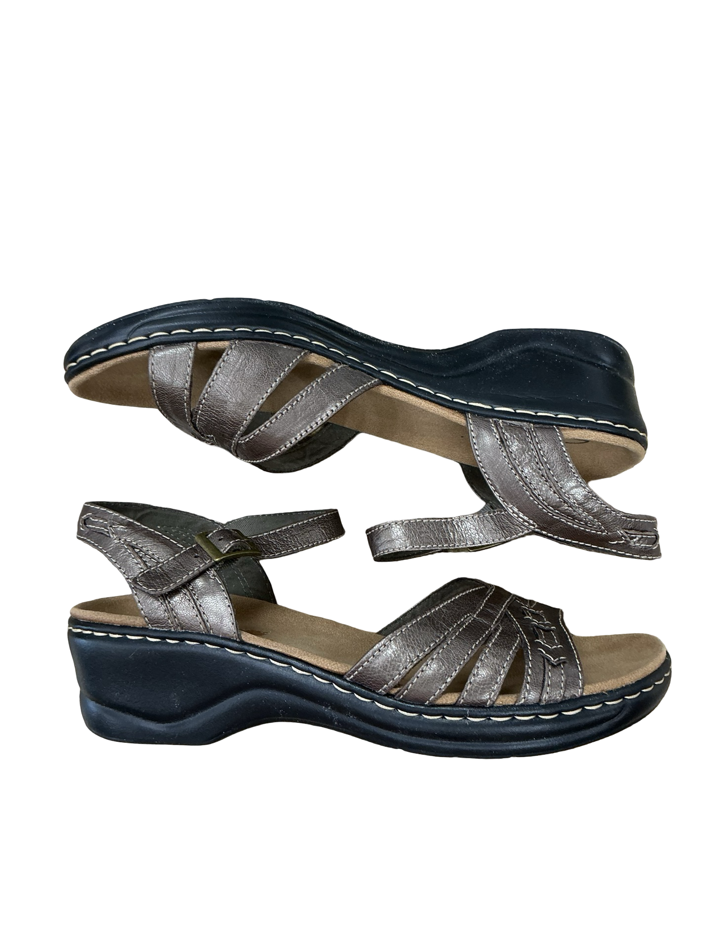 Sandals Flats By Clarks In Bronze, Size:11