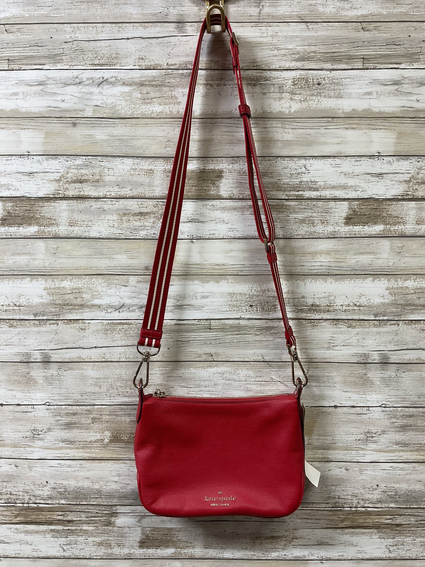 Crossbody Designer By Kate Spade In Red & White, Size:Small