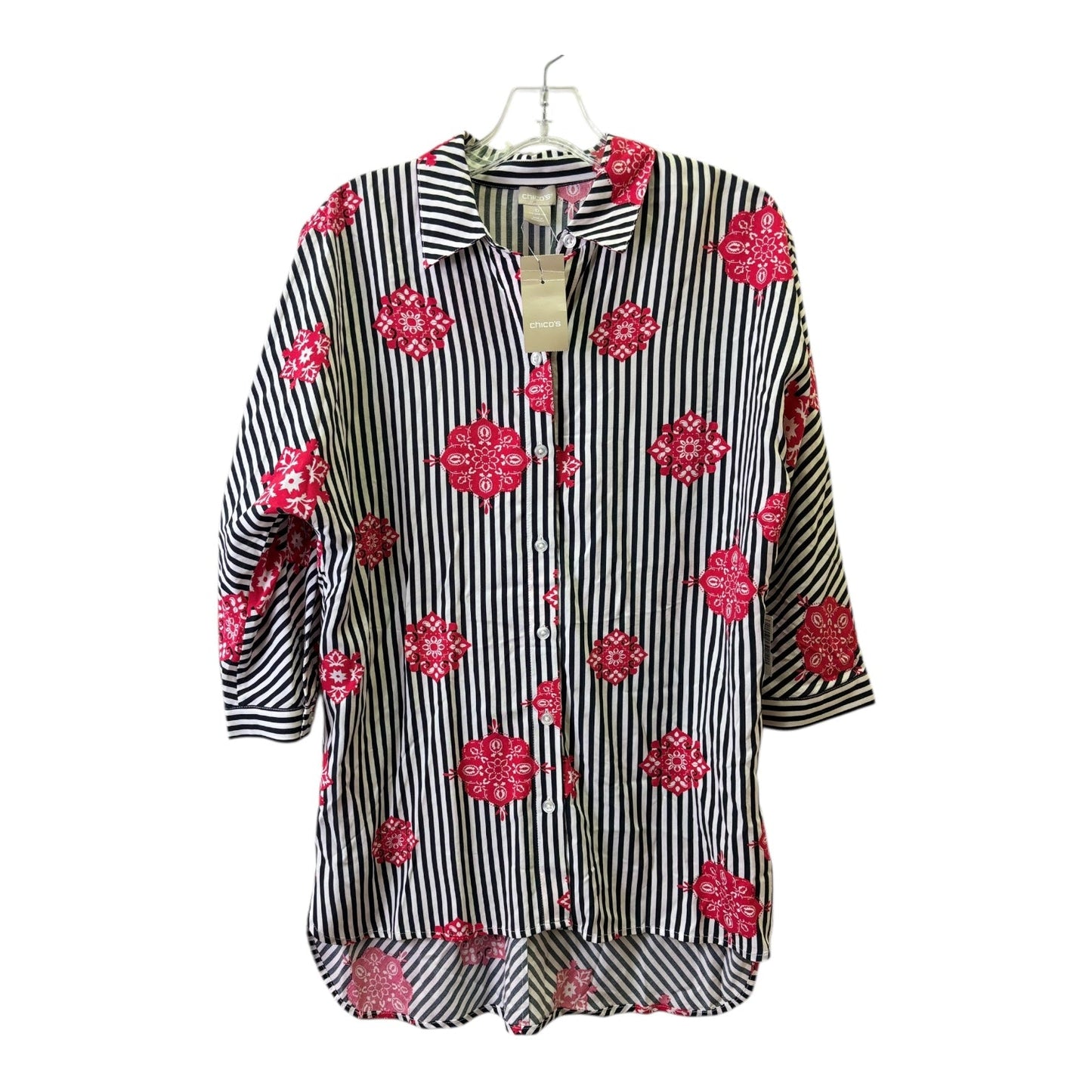 Top Ls By Chicos In Black & Pink, Size:S