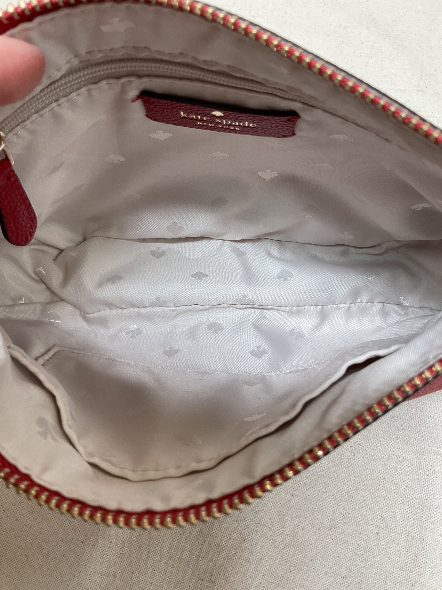 Crossbody Designer By Kate Spade In Red & White, Size:Small