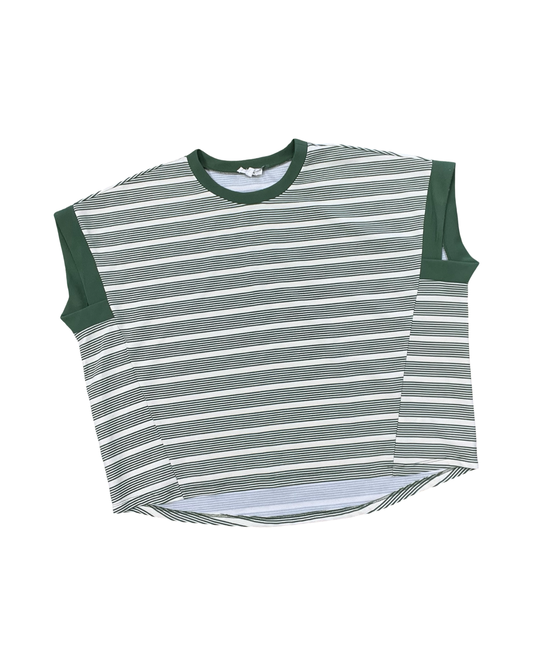 Top Sleeveless By Entro In Green & White, Size:L