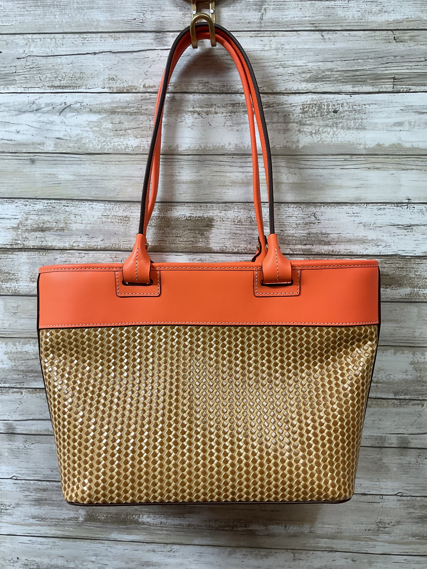 Handbag Designer By Dooney And Bourke In Brown & Orange, Size:Medium