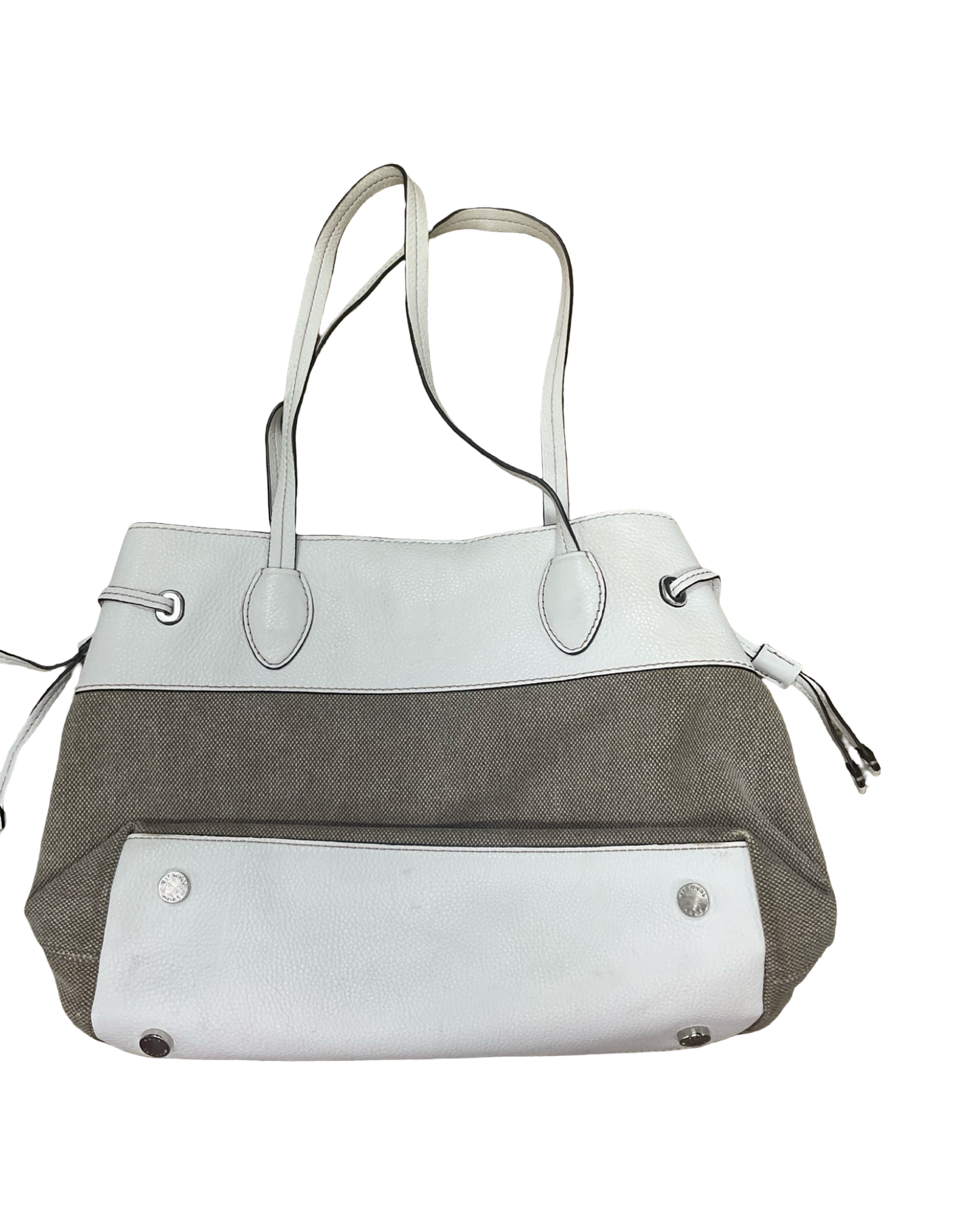 Handbag Designer By Michael Kors In Tan & White, Size:Large