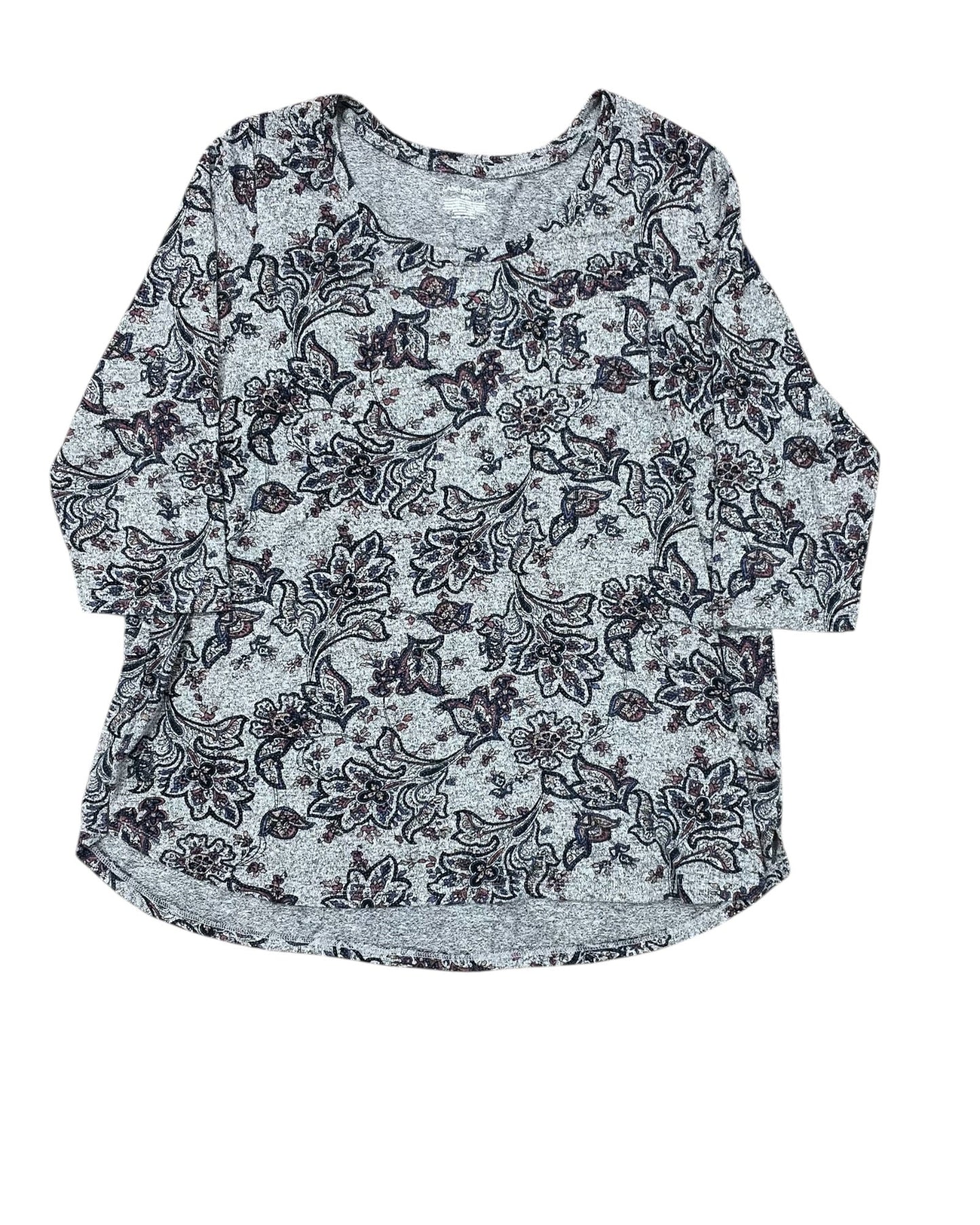 Top 3/4 Sleeve By Lane Bryant In Grey, Size:2X