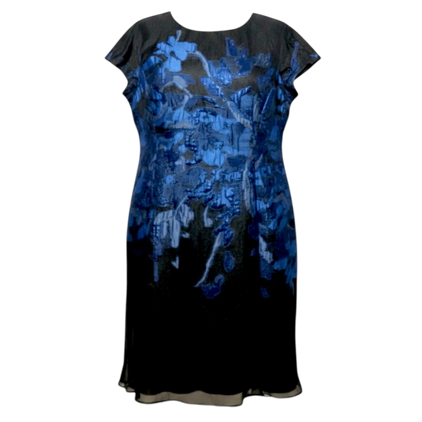 Dress Party Midi By Teri Jon & Rickie Freeman In  Black & Blue, Size: Xl ESTIMATED