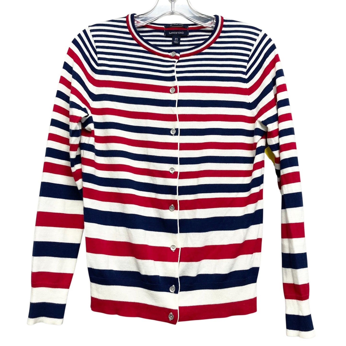Cardigan By Lands End In Blue & Red & White, Size:Xs