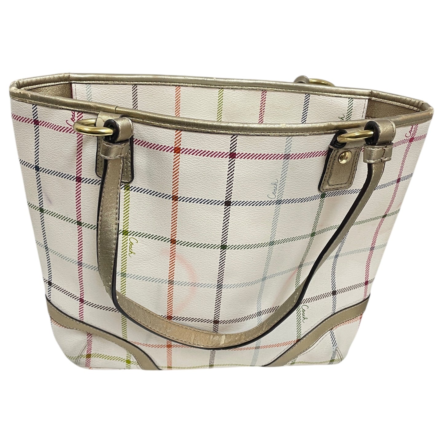 Handbag Designer By Coach In Cream, Size:Medium