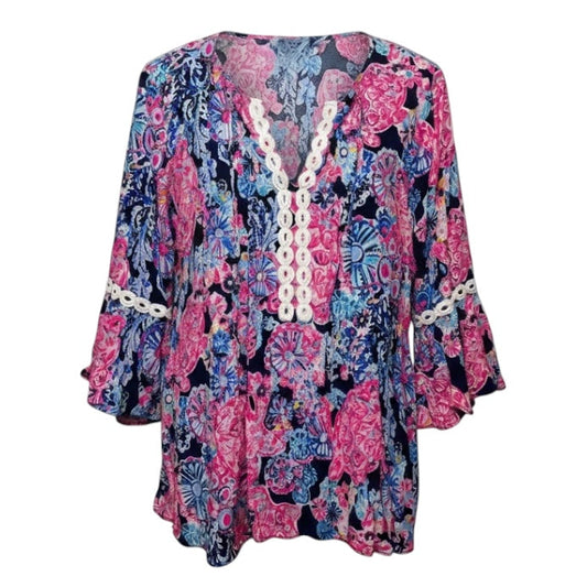 Hollie Top Long Sleeve Designer By Lilly Pulitzer In Multi-colored, Size: L