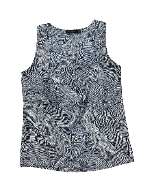 Top Sleeveless By Limited In Blue & Cream, Size:S