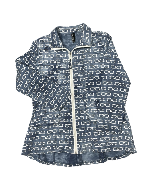 Jacket Other By Clothes Mentor In Blue & White, Size:Xl