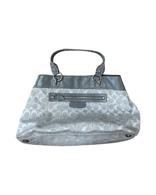 Handbag Designer By Coach In Grey & White, Size:Large