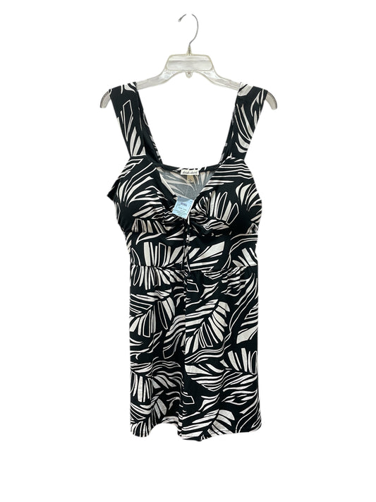 Romper By Derek Heart In Black & Cream, Size:1X