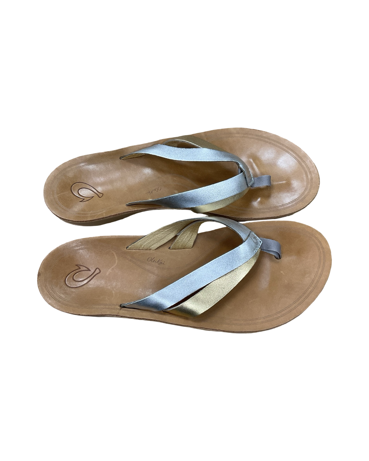 Sandals Flip Flops By Olukai In Gold & Silver, Size:10