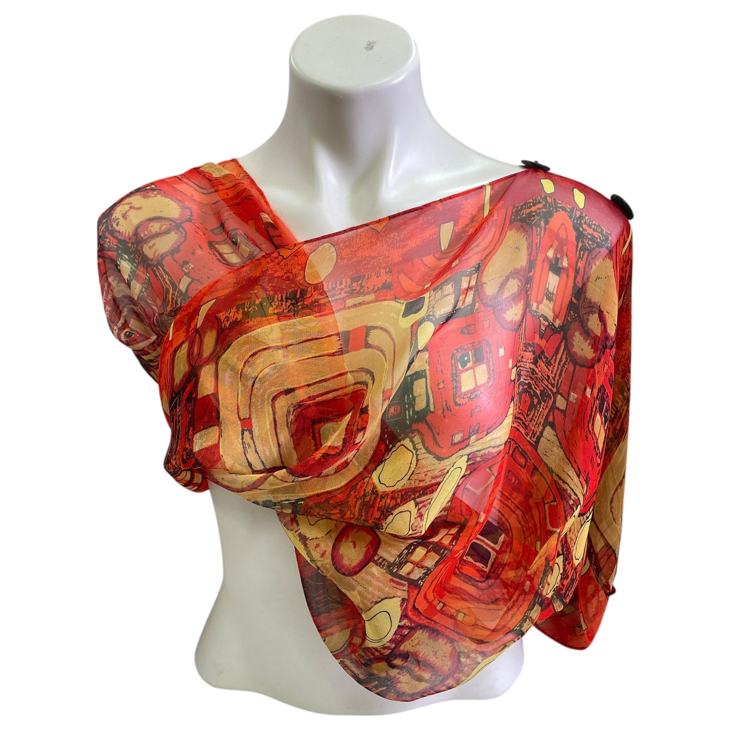 Poncho By PONCH In Red & Yellow, Size:0