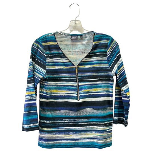 Top Ls By Rafaella In Blue & White, Size:M