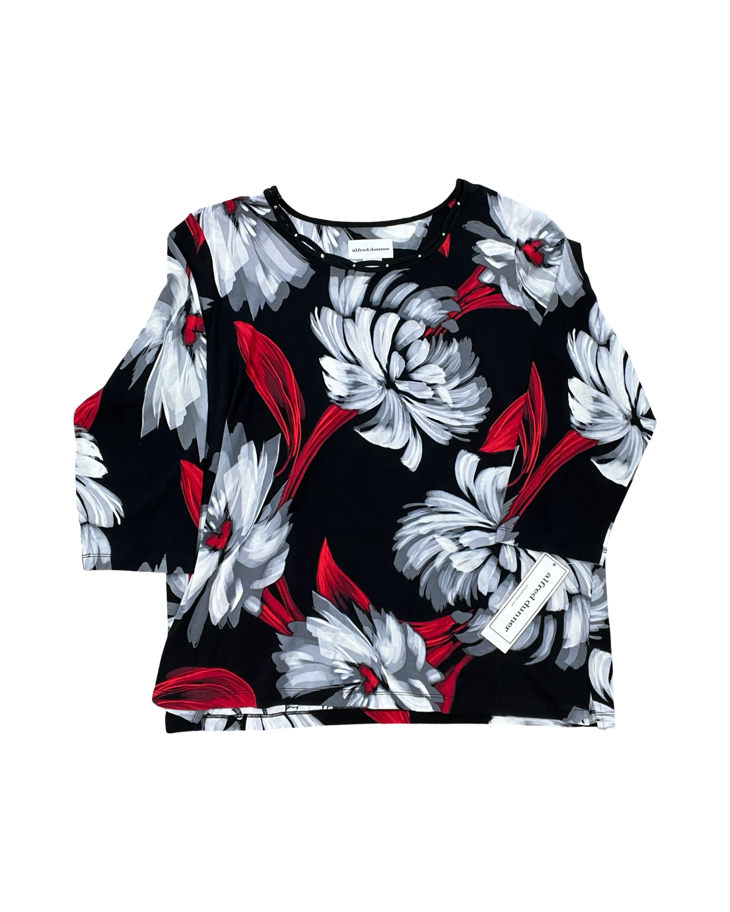 Top 3/4 Sleeve By Alfred Dunner In Black & Red, Size:L