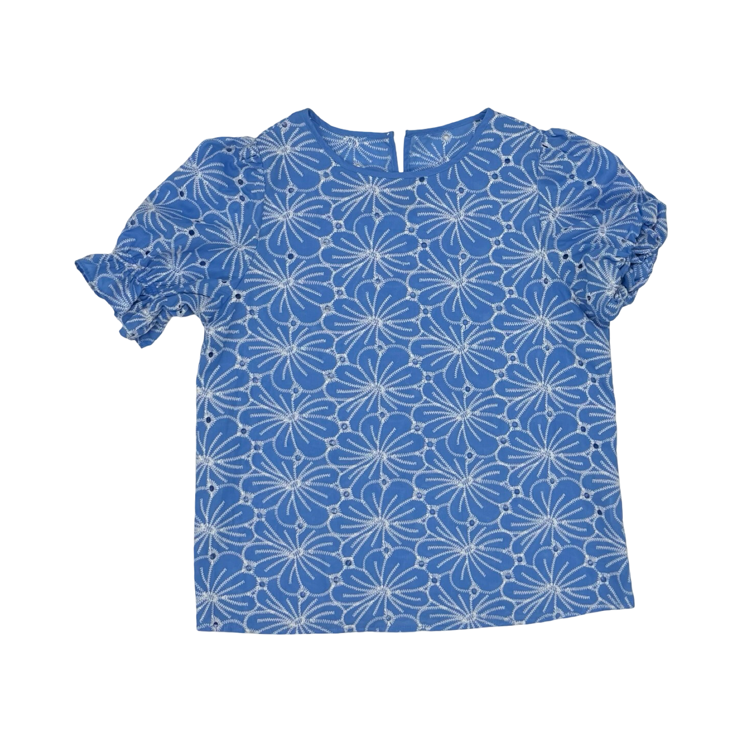 Blouse Ss By Clothes Mentor In Blue & White, Size:S