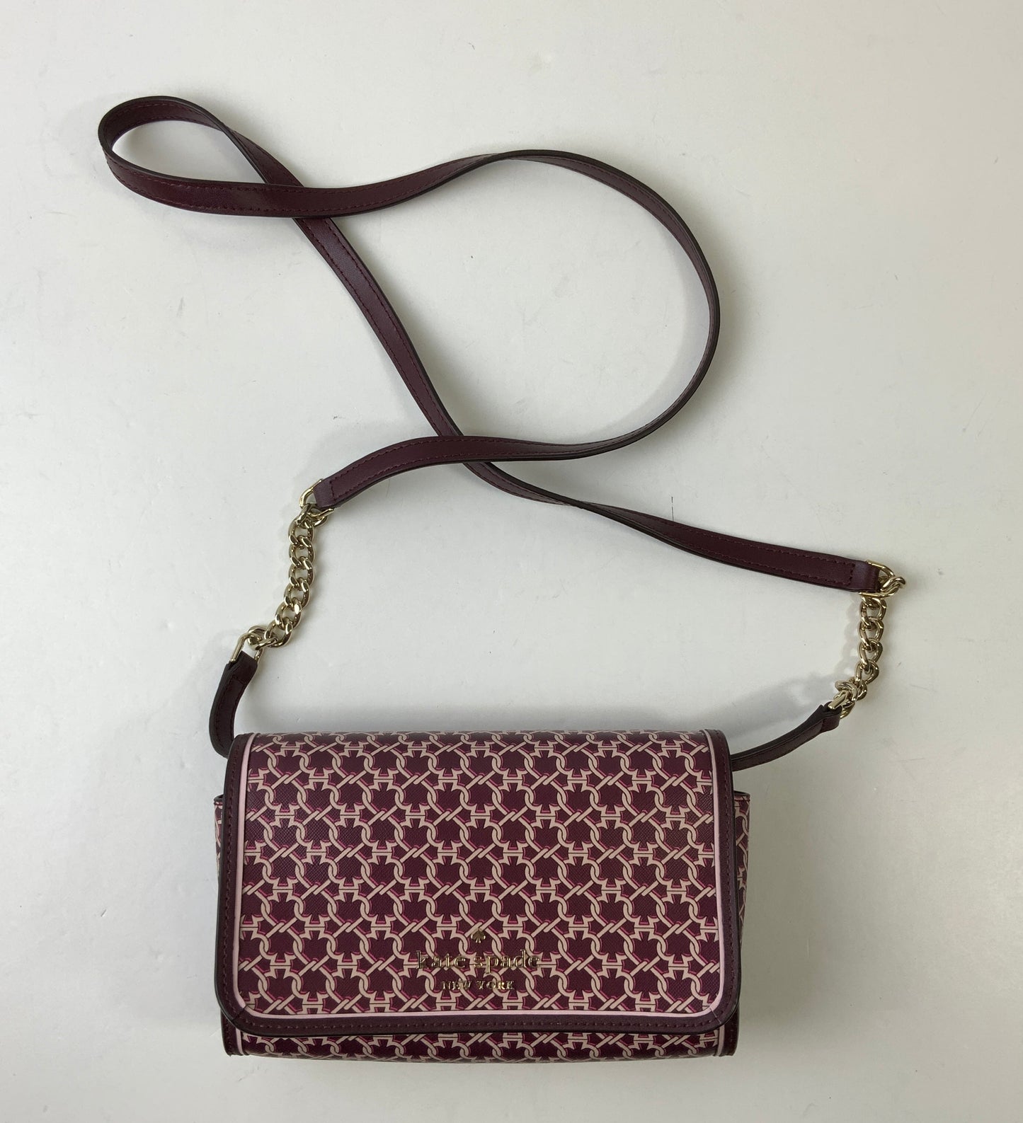 Crossbody Designer By Kate Spade In Maroon, Size:Small