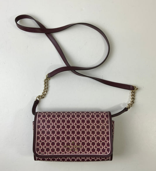 Crossbody Designer By Kate Spade In Maroon, Size:Small