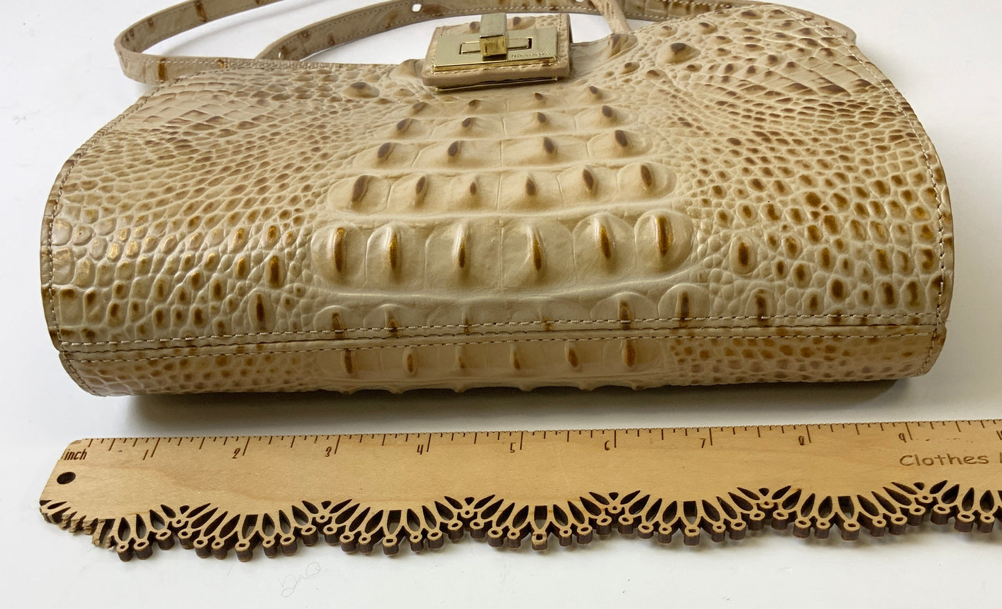 Crossbody Designer By Brahmin In Tan, Size:Small