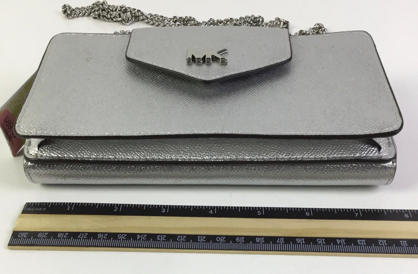 Crossbody Designer By Michael Kors In Silver, Size:Small