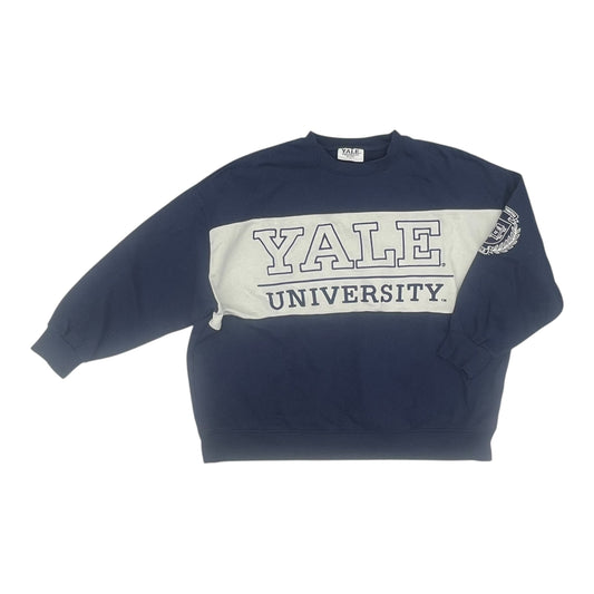 Athletic Sweatshirt Crewneck By Clothes Mentor In Blue & White, Size:L