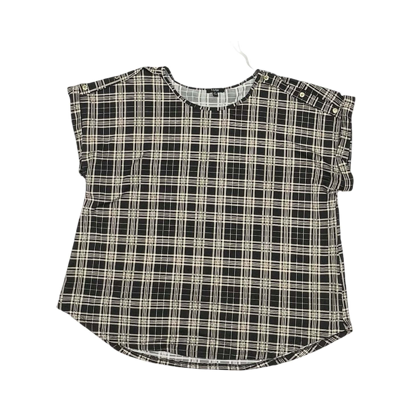 Blouse Ss By Auw In Black & Tan, Size:3X