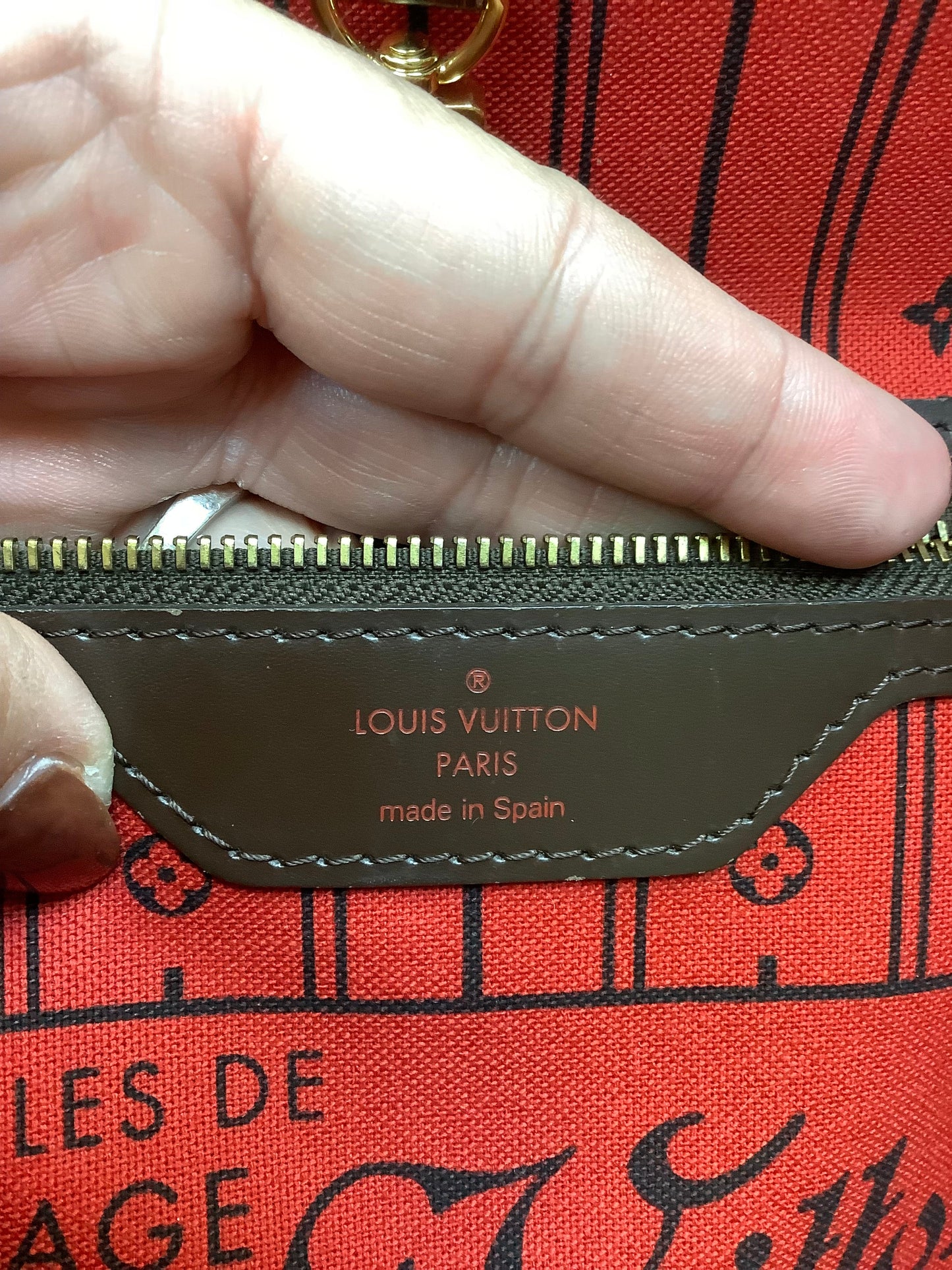 Handbag Luxury Designer By Louis Vuitton In Brown, Size:Large