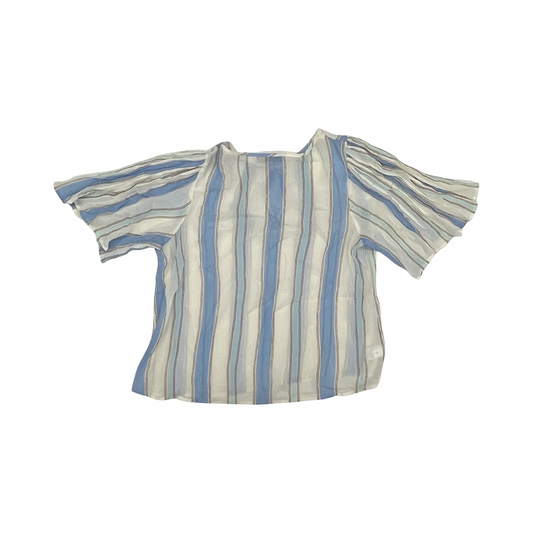 Blouse 3/4 Sleeve By Loft In Blue & Cream, Size:M