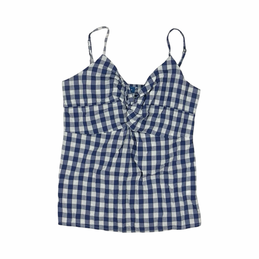 Blouse Sleeveless By Old Navy In Blue & White, Size:M