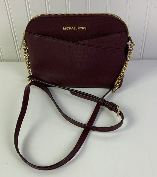 Crossbody Designer By Michael Kors In Maroon, Size:Small