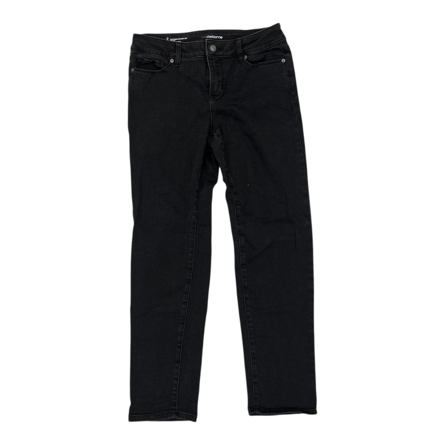 Jeans Straight By Liz Claiborne In Black Denim, Size:2