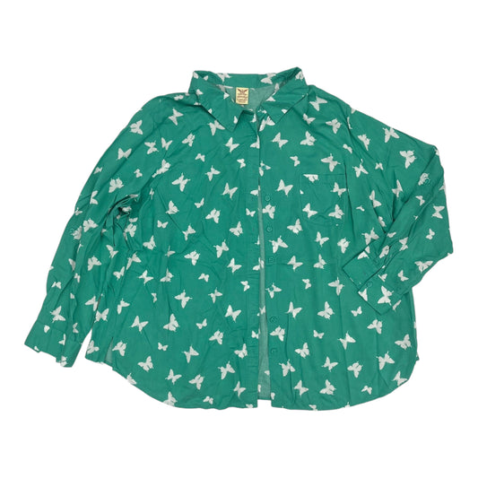 Blouse Ls By Faded Glory In Green, Size:4X