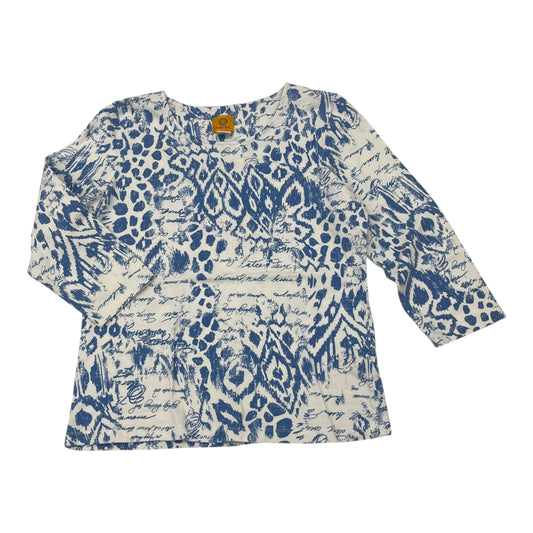 Top 3/4 Sleeve By Ruby Rd In Blue & White, Size:M