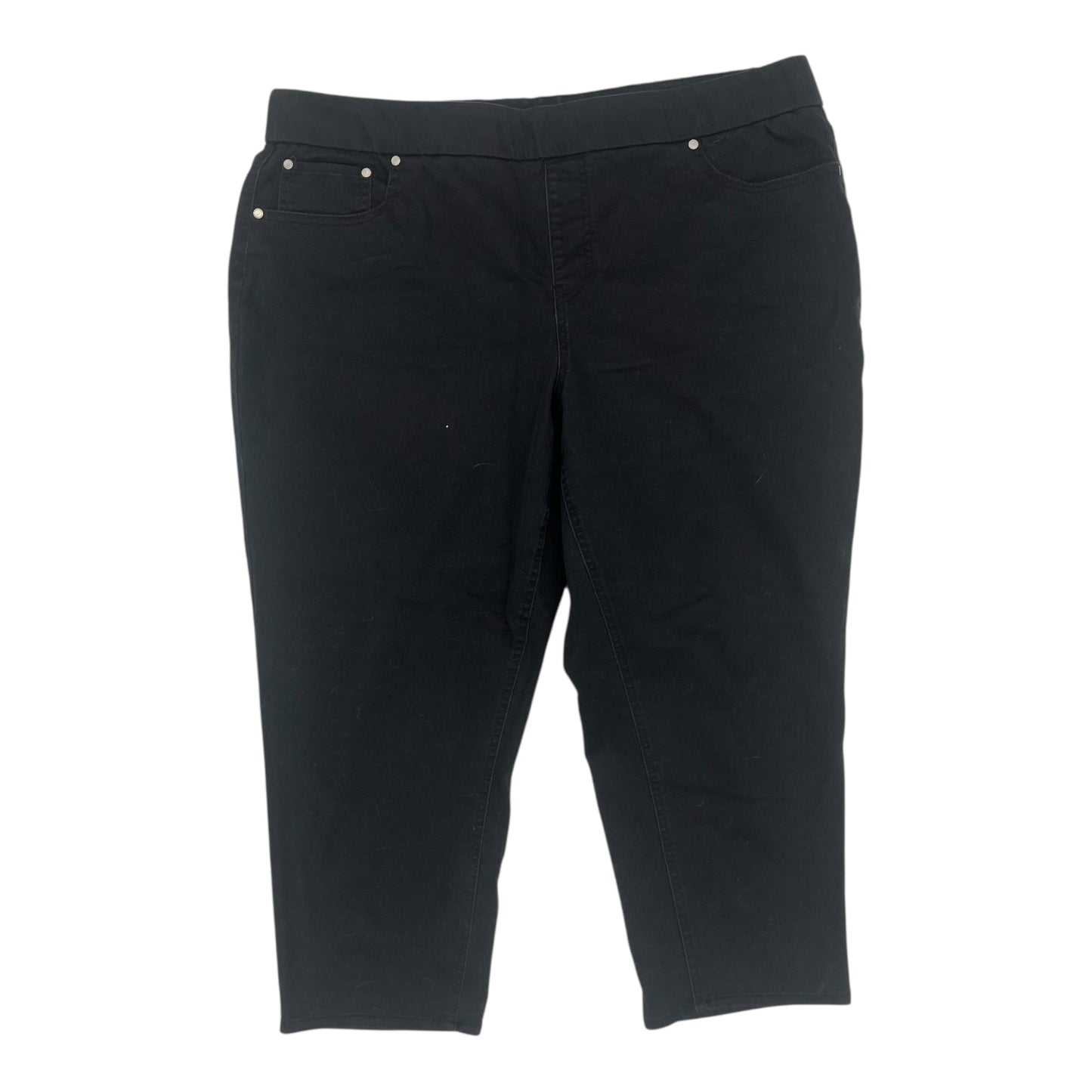 Jeans Cropped By New Directions In Black Denim, Size:22