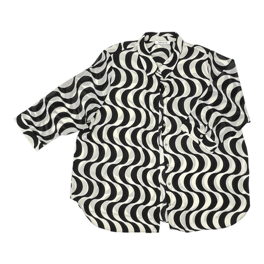 Blouse 3/4 Sleeve By Rose And Olive In Black & Cream, Size:2X