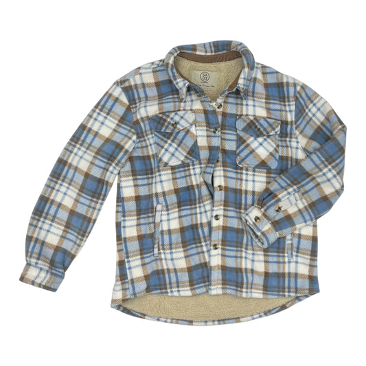 Jacket Shirt By Sage In Plaid Pattern, Size:Xl