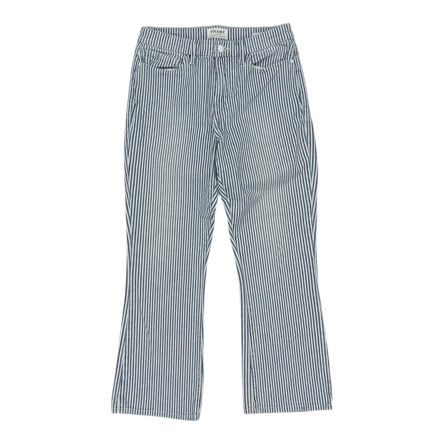 Jeans Cropped By Frame In Blue & White, Size:10
