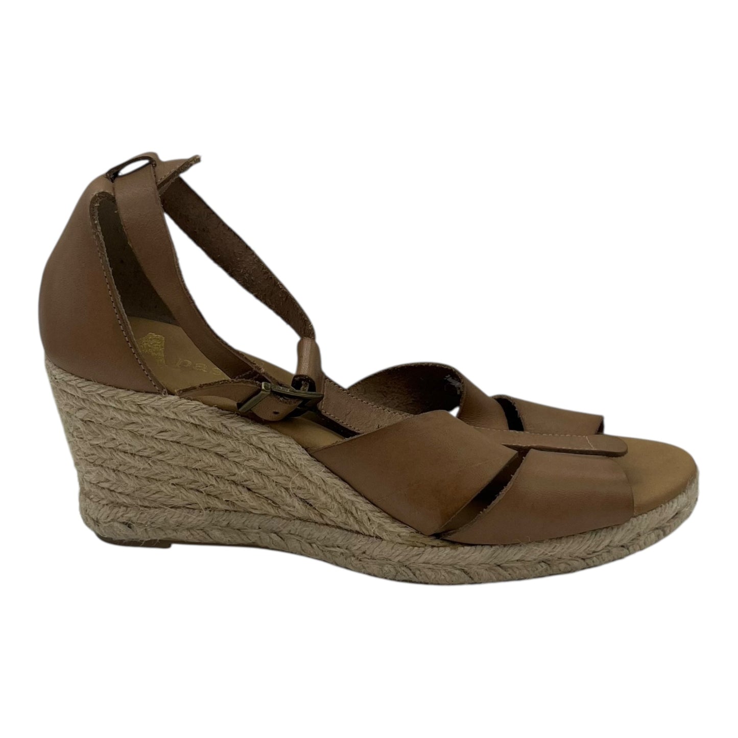 Sandals Heels Wedge By Clothes Mentor In Tan, Size:8.5