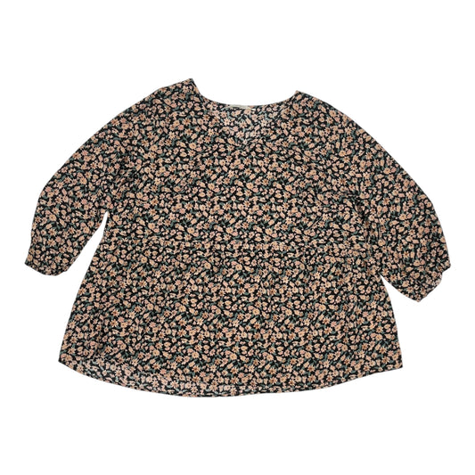 Blouse 3/4 Sleeve By Agnes Orinda In Floral Print, Size:2X