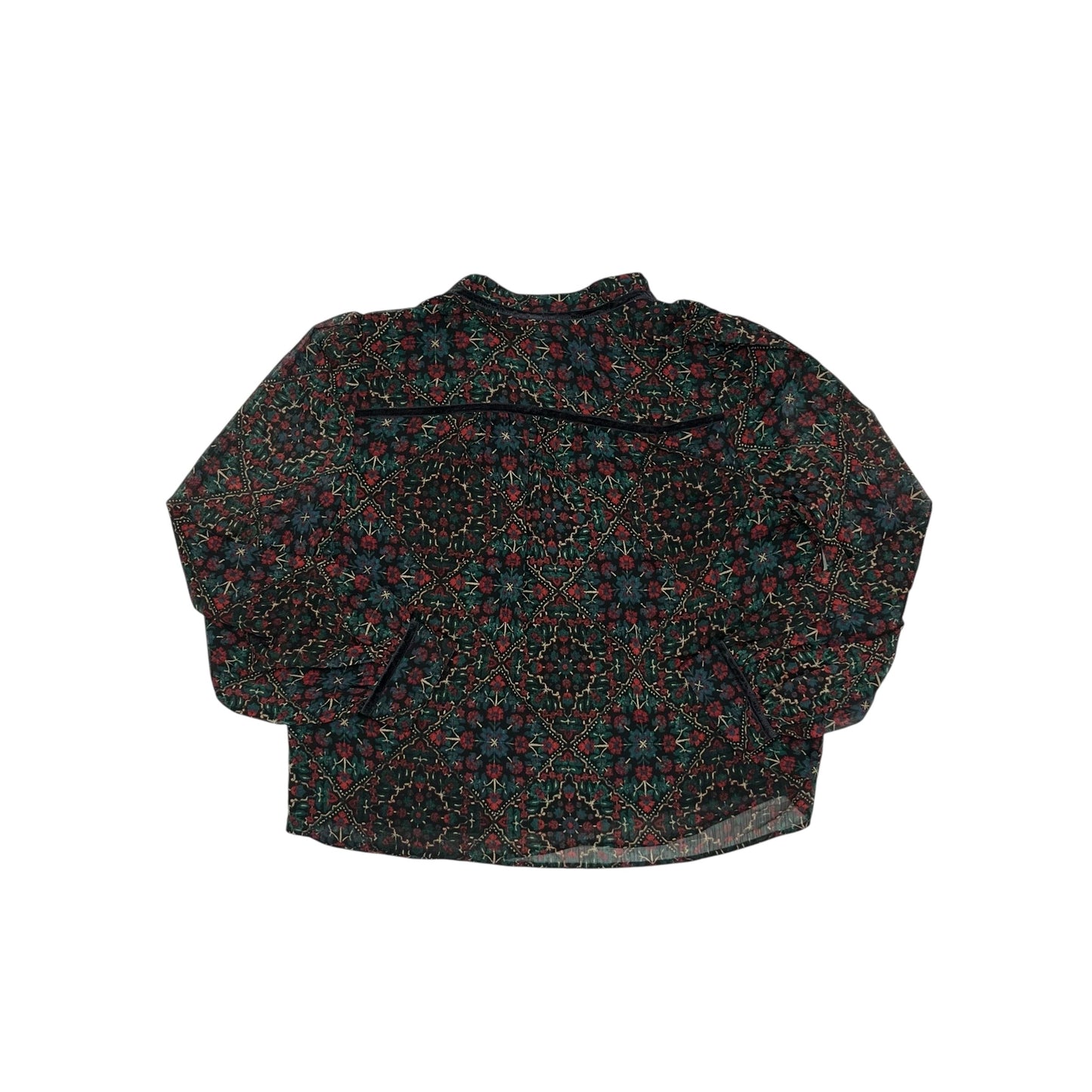 Blouse Ls By Loft In Green & Red, Size:M