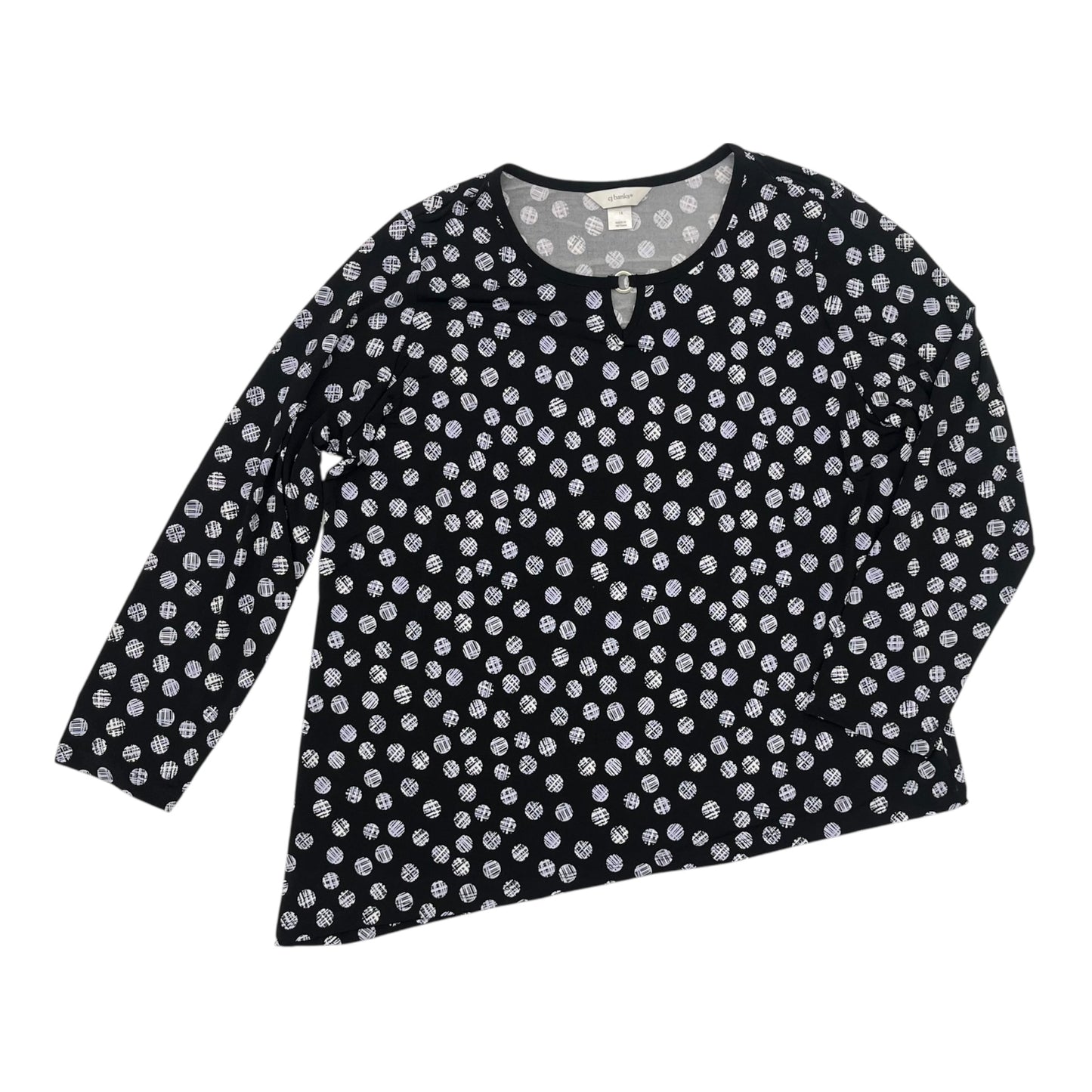 Blouse Ls By Cj Banks In Black, Size:1X