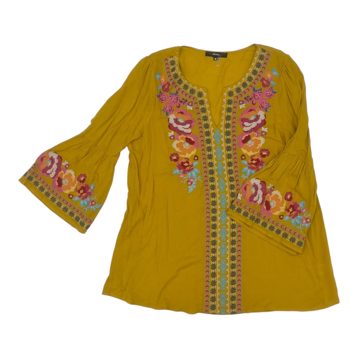 BLOUSE 3/4 SLEEVE by ANDREE BY UNIT In YELLOW, Size: M